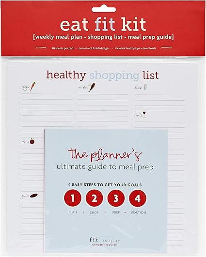 NEW Fitlosophy Eat Fit Weekly Meal Planner, Shopping List and Meal Prep Guide, 40 Pages