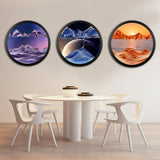 NEW Large 17.3" Wall Mounted Sand Art Liquid Motion 3D Dynamic Sculpture, 360°Rotate Wall Art, Moving Sand Art Décor, Deep Sea Sandscape, Glass Crafts Solid Wood Frame, Relaxing Quicksand Décor (Purple)