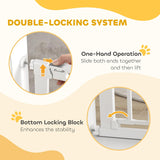 NEW Retails $120, PawHut 30"-52" Extra Wide Pet Gate with Small Door, 35" H Dog Gate with Safety Gate Barrier, Stair Pressure Fit, Auto Close, Double Locking, for Doorways, Hallways, White