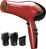 NEW Red by Kiss 2200 Pro Tourmaline Ceramic Blow Dryer, 3 Bonus Detangler Piks Included