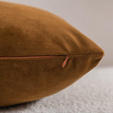 NEW DEZENE Throw Pillow Cases 24x24 Golden Brown: 2 Pack Cozy Soft Velvet Square Decorative Pillow Covers for Farmhouse Home Decor