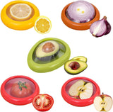 NEW 5 PCS Silicone Avocado Saver and Tomato Holder Containers Set, Reusable Fruit and Vegetable Storage Box, Anti-Oxidation Refrigerator Vegetable Fruit Crisper, Onion Lemon Apples Saver Keeper