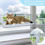 NEW Cat Window Perch Cordless Foldable Cat Hammock for Indoor Cats，Cats Window Seat with Metal Frame and Suction Cups, Replaceable Soft Covers Included (Medium)