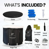 NEW Retails $149+, Extra Large Outdoor Bathtub, 440 Liters (116 Gallons), 90 X 90 X 75 CM, Durable, Easy Assembly, With Lid, Thermometer, Ice Trays and Carry Bag