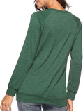 NEW Women's Long Sleeve Button-Down Blouses Crew Neck Pullover Casual T Shirt Loose Tunic Tops, Green, Plus Size 22W
