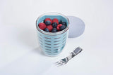 NEW Retails $46, Mepal Fruit and Veggie Pot Ellipse - Vivid Mauve! For taking your fruits & veggies on the go! Removable built-in draining basket, stainless fork, dishwasher safe!