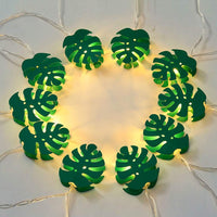 NEW Garden Party String Light Battery Powered Monstera Metal Leaf 10-LED String Lamp Party Decor Light Photo Prop 6.56ft