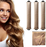 NEW Heatless Hair Curler, Heatless Curls Overnight Blowout Headband Rods, No Heat Velvet Jumbo Flexi Rods to Sleep in, Heatless Jumbo Flexi Soft Curling Rods for All Hair Types 4pcs khaki