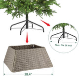 NEW Rattan Christmas Tree Collar, 28.4" D Wicker Christmas Tree Base Cover, Handcrafted Christmas Tree Ring, Woven Xmas Tree Skirt for Christmas Tree Decoration (Grey) - Retails $67+
