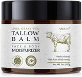 NEW Beef Tallow and Honey Balm for Skin: Whipped Grass Fed Beef Tallow Balm Moisturizer with Raw Honey and Olive Oil for Face and Body - Natural Cow Fat Cream Unscented, June 12/28