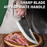 NEW FULLHI High Carbon Steel Forged Butcher Knives for Meat Cutting Full Tang Chef Knife for Outdoor Cooking, Camping includes Sheath