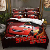 NEW Children's Lightning Cartoon 3D Printing Bedding McQueen 3 Piece Soft Microfiber Duvet Cover Set Includes 1 Bed Cover and 2 Pillowcases