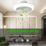 NEW Ceiling Fan with Lights Remote Control 18" Modern Bladeless Ceiling Fan 72W Low Profile Flush Mount Ceiling Fan Light Kits Smart LED Dimmable Enclosed Ceiling Fan for Bedroom Kitchen Living Room, Retails $129+