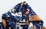 NEW Retails $61, Kids Hooded Bathrobe Soft Plush Hooded Flannel Robe, Sport Print, Sz 11-12 Years