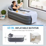 NEW Retails $99+, CO-Z Inflatable Bathtub With Electric Air Pump, Portable Tub With Blow Up Bath Pillow Cover, Drainage Cup Holder, Foldable Outdoor Freestanding Tub for Adults, Grey