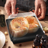 NEW Retails $98, 150 Pack Charcuterie Boxes with Clear Lids and Rope 4 Inches Cake Disposable Square Dessert Food Box Containers with Lids for Bakery Macaron Cookies Strawberries Fruits Display (Black)