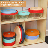 NEW Replacement Lids for Pyrex 7200-PC 2 Cup, Silicone Round Storage Cover Lid for Anchor Hocking Glass Bowl 4 Pack with Date Mark