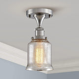 NEW (2 PACK) AGV LIGHTING Mini Semi Flush Mount Ceiling Light, Clear Antique Mercury Glass Shade, 2pcs per Pack, D5 x H10, 1xE26 Base Bulb, Nickel Finish