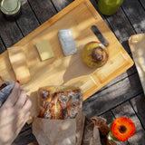 NEW NIUXX Bamboo Cutting Board for Kitchen, Reversible Chopping Board with 3 Built-in Compartments and Juice Grooves, Large Chopping Tray 43 x 32 x 2 cm, Meats Vegetable Bread Fruits Board