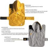 NEW LeerKing Dog Raincoat Hooded Leash Hole, Waterproof Double Layer Dog Rain Coat Jacket with Cotton Lining, Yellow, Size Large