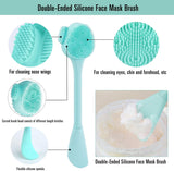 NEW Silicone Facial Cleansing Brush 3 Pack, Beomeen 4 in 1 Handheld Face Scrubber for Deep Gentle Exfoliating, Double-Ended Face Wash Scrub Brush for Face Skincare and Massage (Green)