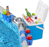 NEW Retails $70, Pool Cooler with Pool Cup Drinks Holders, Above Ground Swimming Pool Accessories, Poolside Cooler 14QT Portable, for 3 inches or Less Top Rail