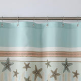 NEW Tremiti Aqua Starfish Sea Polyester Farmhouse Shower Curtain, Printed Green Striped Ocean Waterproof Modern Beach Bathroom Curtains, 72" W x 72" L