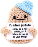 NEW Positive Potato, 3.27 Inch Funny Positive Potato Knitted Wool Potato Doll with Positive Cards Mini Potato Doll for Friends Party Decoration Encouragement (Blue Hat)