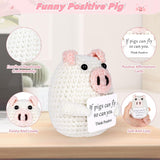 NEW Mini Funny Positive Pig Cute Mini Crochet Pig Decor with Positive Affirmations Cards for Cheer Up Novelty Gifts