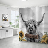 NEW Get Naked Shower Curtain, Farmhouse Highland Cow Shower Curtains for Bathroom, Waterproof Shower Curtain Set Bathroom Set Bathroom Decor 72"X72"