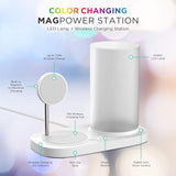 NEW Retails $42, iHome Magnetic Power Station, 5W Wireless Charging Pad, 7.5W Magnetic Wireless Charger with Color Changing LED Lamp for iPhone 12/13, Compatible with MagSafe Cases
