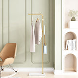 NEW IN BOX Retails $65, DOORXIFO Gold Coat Racks with White Base, Entryway Coats Racks Freestanding with 3 Hooks, L Shape Home Coat Hanger for Jackets, Coats, Hats, Clothes