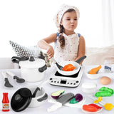 NEW Kitchen Set for Kids, Kitchen Toys with Electronic Induction Cooktop, Steam Pressure Pot, Cookware, Pretend Play Kitchen Accessories, Cutting Play Food, Birthday Gifts for Girls Boys Toddlers (Gray)  - Retails for $49+!