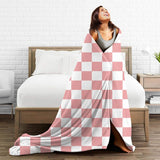 NEW Rosy White Checkerboard Throw Blanket Soft Cozy Plush Warm Fleece Blanket for Sofa Couch Bed 60"X50"