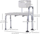 NEW Retails $96, HOMCOM 6-Level Adjustable Bath and Shower Transfer Bench Aluminum Chair with Non-Slip Feet, Armrest & Backrest, White