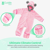 NEW Retails $52, Toddler Cuddle Club Hooded Fleece Jumper 4T Pink Bear Onesie