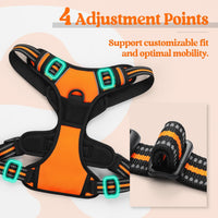 NEW rabbitgoo Dog Harness, No-Pull Pet Harness with 2 Leash Clips, Adjustable Soft Padded Vest, Reflective No-Choke Pet Oxford Vest with Easy Control Handle for Large Dogs, Orange, XL