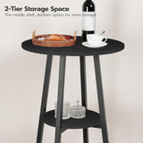 NEW Retails $83, HOOBRO Bar Table, Round Pub Table, 2-Tier Bistro Table with Storage, 37.4" High for Small Spaces, with Top Particleboard for Kitchen, Easy to Assemble, Black