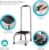 NEW DMI Step Stool with Handle and Non Skid Rubber Platform, Lightweight and Sturdy Stool for Seniors, Adults and Children, Holds up to 300 Pounds with 9.5 Inch Step Up, Chrome - Retails $111+