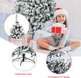 NEW Retails $245, COSTWAY 9 FT Pre-Lit Christmas Tree, Snow Flocked Hinged Xmas Tree with 1498 Branches Tips & 550 LED Lights, Metal Stand, Artificial Pine Lighted Holiday Tree for Home Office Decorations