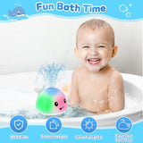 NEW Rechargeable Light Up Whale Bath Toys for babies & kids 6 Months+, Whale Sprinkler Spray Water Pool Bathtub Toy