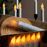 NEW WYZworks 6.25" Set of 12 Warm White Flameless LED Taper Candles Mini Battery Operated Wax Dipped White Body - Batteries Not Included Retails $58+