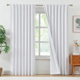 NEW Retails $83, Treatmentex Pure White Blackout Curtain Panels 95 Inches Long for Living Room, Home Office, Back Tab/Rod Pocket Thermal Insulated Window Panels for Bedroom, 52" w 8ft, 2 Panels, White 52" X 84" Long