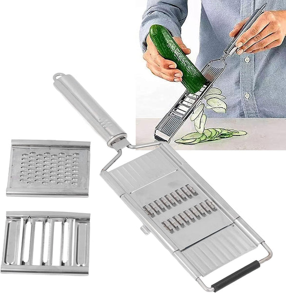 NEW Vegetable, Pro Onion Chopper Stainless Steel, Kitchen Vegetable Slicer Dicer Cutter Easy Cleaning with 3 Interchangeable for Salad Potato Carrot Garlic Kitchenware