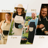 NEW Urby Kitchen Cooking Aprons for Women with Pockets Plus Size, Ideal For XL XXL or Waist W38+. Extra Large and Long. Cream