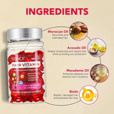 NEW Hair Vitamin Serum Capsules, Hair Treatment Serum Oils - No Rinse with Argan Macadamia Avocado Oils - Enriched Hair Vitamins A, C, E, Pro B5-40 Capsules for Women Men Hair Repair