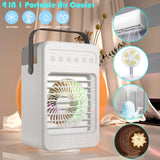 NEW Retails $80, Portable Air Conditioner, 4 in 1 Evaporative Air Cooler with 600ml Water Tank, 2/4/6H Timer 2 Cool Mist & 4 Speeds, 7 Colors Light 120° Oscillation Mini Air Cooler Fan for Personal Space in Room, Office, Bedroom