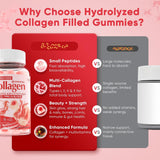 NEW Sealed Sugar-Free Hydrolyzed Collagen Peptide Filled Gummies for Women & Men, with 1500mg Protein Type I,II,III,V,X, 5000mcg Biotin Vitamin C A E D3 B6 B12 for Immune Digestion Skin Hair Nails, BB: 05/27