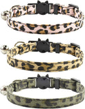NEW Breakaway Cat Collars with Bell, Set of 3, Durable & Safe Cute Kitten Collars Safety Adjustable Kitty Collar for Cat Puppy 7.5-11in (Leopard)