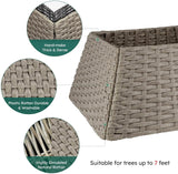 NEW Rattan Christmas Tree Collar, 28.4" D Wicker Christmas Tree Base Cover, Handcrafted Christmas Tree Ring, Woven Xmas Tree Skirt for Christmas Tree Decoration (Grey) - Retails $67+